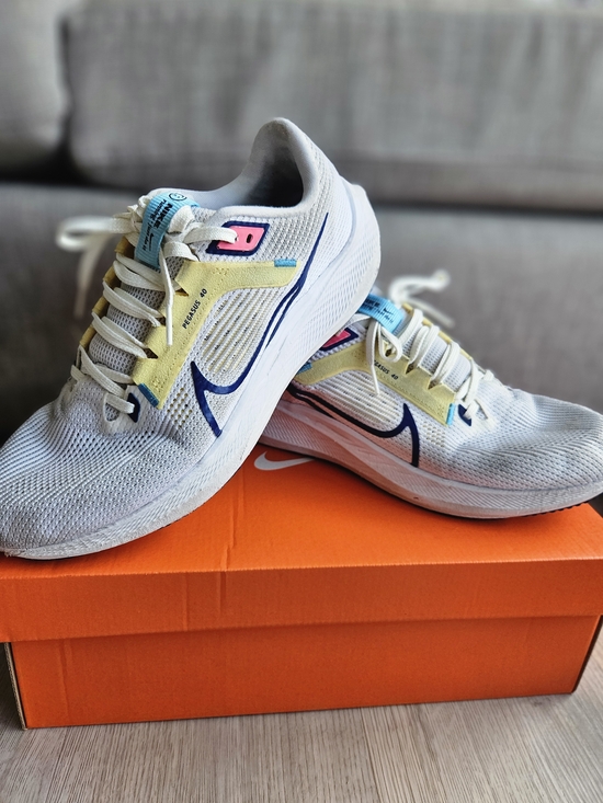 Nike Other - Nike Pegasus 40  White Running Sneakers with Yellow, Blue & Pink Accents